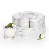 Yogurtera Clatronic para una preparación rápida y fácil | Yogurtera para yogur, queso fresco y queso crema | Yogurtera con 7 tarros de 160 ml con tapa | JM 3344