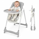ALMAR Baby Trona de bebe plegable, elevable, evolutiva y reclinable con bandeja extraible