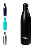 Botella Agua Acero Inoxidable 1 Litro-Otto Koning- Botella Térmica con Doble Aislamiento al vacío para 12 Horas de Bebida Caliente y 24 Horas de Bebida Fría. Termo a Prueba de Fugas sin BPA