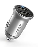 Anker Cargador de Coche 320 (24W II), Cargador de Coche Mini 4.8A Dual USB con luz LED Azul para iPhone13/12/11/XR/Xs, iPad Pro/Air 2/Mini, Galaxy y más