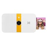 KODAK Smile Cámara Digital impresión instantánea, Cámara de 10 MP deslizable con Impresora Zink 2x3, Pantalla, Enfoque Fijo, Flash automático y edición de Fotos, Blanco/ Amarillo