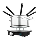 Cecotec Fondue Eléctrica para 8 Personas Fun Gourmetfondue Advance. 1500W, Capacidad 1,7L, Queso, Chocolate y Aceite, Diseño en Acero Inox, Potencia Regulable, Piezas Aptas para Lavavajillas