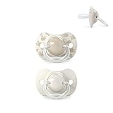 Suavinex, Pack de 2 Chupetes para Bebés 6/18 Meses, con Tetina Fisiológica de Silicona SX Pro Simétrica, Plana y Flexible, Respeta el Desarrollo Bucodental, Birdies Beige