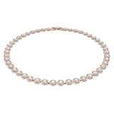 Swarovski Collar Tennis Una Angelic, Talla redonda, Medio, Blanco, Baño tono oro rosa