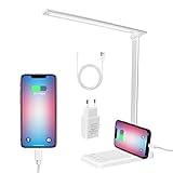 KYOTECH Lámpara Escritorio LED 5 Modos 10 Niveles de Brillo Lampara led Escritorio regulable con puerto de carga USB Temporizador de 45min Protección Ocular Luz Lectura Lámpara para Estudiar