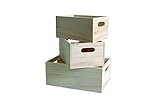 Artemio - Cajas escalares de madera de 3 piezas, beige