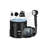 Spopal Ducha Portatil Camping, [Pantalla Temperatura] 8000mAh Recargable Ducha Camper con 20L Cubo Plegable, Modo de 5 Velocidad, Ducha Electrica para Acampar, Hacer Caminatas, Duchas para Perros