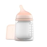 Suavinex Zero Zero - Biberón Anticólico, con Tetina de Flujo Lento (S) de Silicona, +0 Meses, Biberón para Recién Nacidos, compatible Lactancia Materna, 180 ml