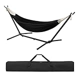 Laneetal Hamaca Jardín Tumbonas, Hamaca para 2 Personas con Soporte Metálico, Capacidad 250 kg, con Bolsa de Transporte, para Terraza, Jardín y Piscina, 280x106x100 cm (Antracita, 280x106x100 cm)
