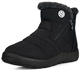 Botas de Nieve para Mujer Botines de Invierno Impermeable con Cremallera Forradas Calientes Boots Zapatos Outdoor Ultraligero Antideslizante,Negro 3,42 EU