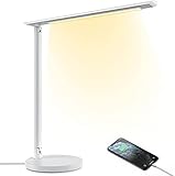 Lámpara Escritorio Potente Feob Flexo LED Escritorio 23W Lampara de Mesa Regulable con 7 Niveles de Brillo & 4 Modos(Blanco Cálido y el Blanco Luz Diurna), Puerto USB, Función Memoria, Control Táctil