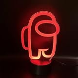 Wolostore Lampara LED Infantil Videojuego Among Us Cambia Color USB Luz Nocturna y decoración