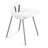 ALMAR Baby Trona para Bebé con Bandeja Extraíble y Arnés de Seguridad – Tona alta de Comer Infantil Estable, Fácil de Limpiar y Montaje Rápido – Color Blanco y Gris