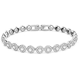 Swarovski Pulsera Tennis Angelic, Talla redonda, Pequeña, Blanca, Baño de rodio
