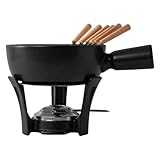 Boska Set de fondue Nero - Cacerola para fondue con 6 tenedores de fondue - Base de hierro fundido - Apta para el lavavajillas - Negro - 1L