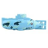 Mini Submarino Eléctrico de Control Remoto Barco Juguete Teledirigido con Cable USB y Telemando (Azul)