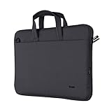 Trust Bologna Maletín para Portátiles de Hasta 16', Fino y Ecológico con Correa Ajustable para Hombro, Bolsa Reciclada para Viajes, Negocios, Trabajo, Universidad - Negro