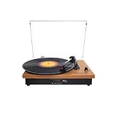 PRIXTON Tocadiscos de Vinilo Vintage con Bluetooth Studio TS420, Reproductor y convertidor de vinilos, Bluetooth, USB, Tarjeta SD, Radio, 2 Altavoces Incorporados, Tapa Antipolvo, Color Madera