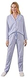 Women'secret Pijama Camisero 100% algodón Rayas Azules