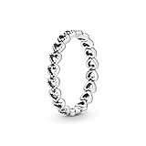 Pandora Anillo calado con diseño de banda de corazones, talla 58