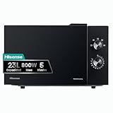 Hisense H23MOBP2H4 - Microondas 23 litros, 800W de potencia, mandos mecánicos giratorios, apertura Smart Tab, fácil limpieza con revestimiento interior cerámico, color Negro