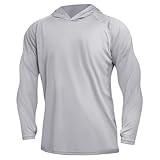 DiULi Hombres Sudadera de Protección Solar UPF 50+, 1 Pieza Rashguard de Manga Larga, Transpirable, Ropa con Capucha y protección UV, Camisetas Rash Guard para Exteriores para Hombre (Gris Claro-XL)