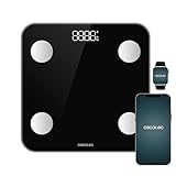 Cecotec Báscula de Baño Inteligente con App Surface Precision Smart. Bluetooth y 24 Parámetros, Tamaño 30x30cm, 4 Sensores, Capacidad Máxima 180kg, Funciona con Pilas