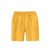 OBiQuzz Pantalones cortos deportivos para niños y niñas, pantalones cortos informales para la playa, pantalones cortos de pijama, pantalones cortos para niño, amarillo, 6 Años