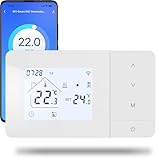 termostato de batería WiFi de 2 Hilo para Control de calderas de Gas Termostato Tuya programable Diariamente, Compatible con Control por Voz de Google y Alexa.W506 3A