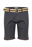 Solid Lagos Chino Pantalón Corto Bermuda Pantalones De Tela para Hombre con Cinturón Elástico Regular-Fit, tamaño:S, Color:Dark Grey (2890)