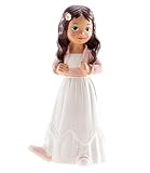 dekora – Figura de decoración primera comunion niña con Chaqueta 15,6 cm, Muñeca de comunion para tarta, Cake topper apto para contacto alimentario