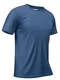TACVASEN Camiseta Protección Solar Hombre Camiseta de Manga Corta Camisa de Protección UV de Verano UPF 50+ Camiseta de Playa de Secado Rápido Gris Azul