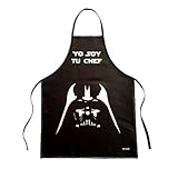 Delantal Fan Art de Vader y el lado oscuro. Incluye la Frase Yo Soy tu Chef, Color Blanco y Negro