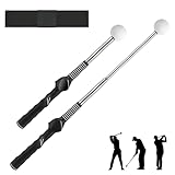 flintronic Entrenador de Swing de Golf, Ayuda de Entrenamiento Retráctil, Golf Swing Grip, Barra de Velocidad Palos de Golf, Golf Accesorios para Hombres, Mujeres Principiantes(con Brazalete)