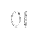 Swarovski Pendientes de aro Sommerset, Blancos, Baño de rodio