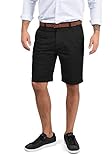 Solid Montijo Chino Pantalón Corto Bermuda Pantalones De Tela para Hombre con Cinturón Elástico Regular-Fit, tamaño:3XL, Color:Black (9000)
