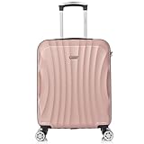 RAYKONG Maleta de Cabina ABS 55x40x20cm (40L) - Maletas de Viaje Pequeñas Ligeras 20 Pulgadas - RosaDorada