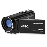 AgfaPhoto Realimove CC4000W - Videocámara 4K Resistente al Agua con Pantalla táctil de 3', Zoom Digital de 18x, vídeo 2,7K, Foto 24 MP, LED, batería de Litio - Negro