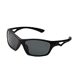 Gafas de sol deportivas polarizadas para niños y niñas (3 – 8 años), soporte para gafas + bolsa para gafas, Negro