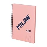 MILAN® Cuaderno A5 con tapa dura, cuadrícula 5 x 5 mm, 80 hojas de 95 gr/m², colección MILAN 430, rosa