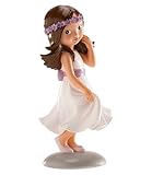 dekora Figura de Comunión Niña con Flores Violetas, Resina, 15cm - Ideal para Decoración de Tarta y Recuerdo de Primera Comunión