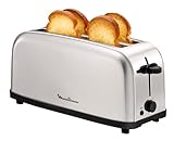 Moulinex Classic, Tostador Acero Inoxidable, 2 Ranuras largas y anchas, 1400 W, 6 Posiciones Tostado, Función Stop, Bandeja Recogemigas, para Todo Tipo de Pan normal, molde, artesano, LS330D
