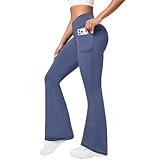 Neteson Pantalon Mujer Campana Elastico Pantalones Acampanados con Bolsillos Cintura Alta Flared Leggins Yoga Pants Mallas Deportivos Push Up Opacos Bootcut Pantalon de Jazz Fitness Casual
