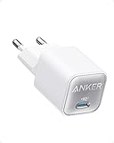 Anker Cargador USB C GaN 30 W, cargador 511 (Nano 3), cargador rápido PIQ 3.0 PPS, compatible con iPhone 15/15 Pro/15 Pro Max/14 Pro/14 Pro Max, Galaxy, Pixel 4/3, iPad (sin cable de carga)