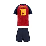 RFEF - Réplica Oficial de la Primera Equipación de la Selección Española de Fútbol 2026 - Minikit Pantalón y Camiseta de Lamine Yamal para Niño Unisex - 100% Poliester Transpirable - Talla 12 Años