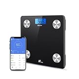HomeFashion HFitness Báscula de Baño Digital 19 Indicadores de Composición Corporal, 28×28 cm Negra Báscula Inteligente con App, Análisis de Grasa y Masa Muscular, Peso e IMC para Fitness