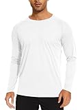 TACVASEN Tops de Manga Larga para Hombre Verano Camisetas de Protección Solar Camisa al Aire Libre Camisetas de Protección UV UPF 50+ Shirt Blanco