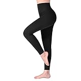 SINOPHANT Leggins Mujer, Pantalon Yoga Mujer, Mallas Deporte Mujer, Leggings Mujer Suaves Elásticos de Cintura Alta Tallas Grandes, Pilates L-XL #1 Piezas Negro