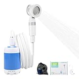 Ducha Portátil de Camping Recargable con Bomba - Modo de Doble Velocidad, IPX7， Ideal para Senderismo, Lavado de Autos y Mascotas，Incluye Alcachofa,2 Meters Manguera, Batería de Larga Duración