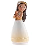 dekora - Figura Decorativa para Primera Comunión - Niña con Rosario - Elaborada en Resina - Adorno para Tartas - 16 Centímetros de Alto - Diseño Original y Detallado - Apto para Contacto Alimentario